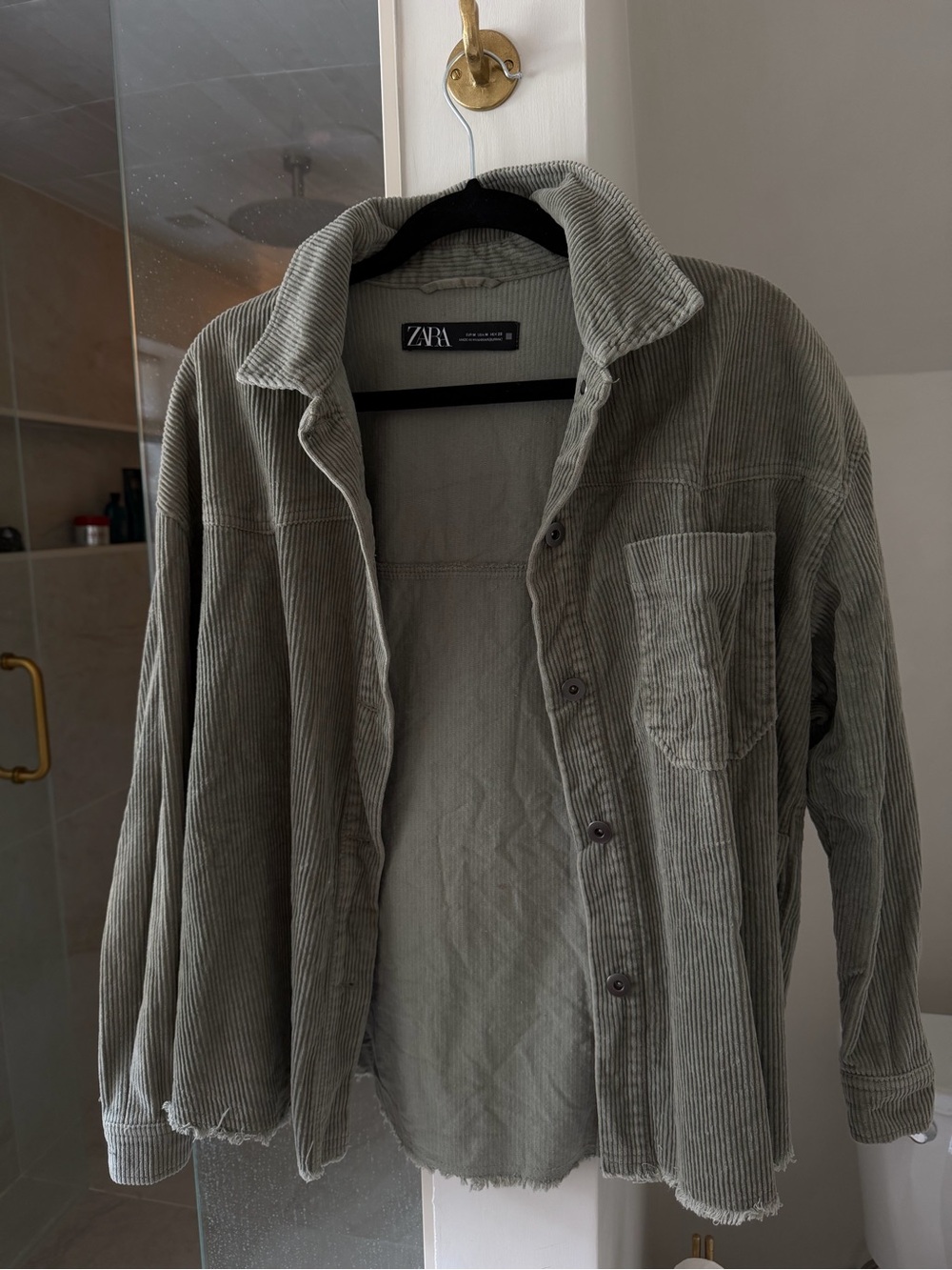 ZARA Olive Green Corduroy Shirt Jacket